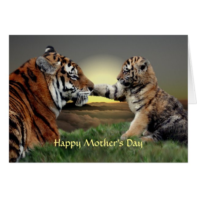 Tiger and Cub Mother's Day Card (Front Horizontal)