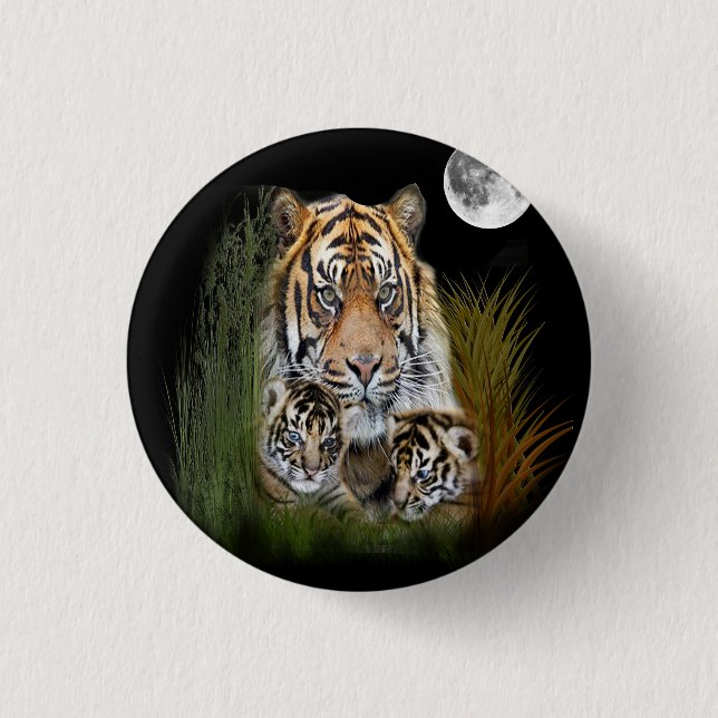 Tiger and Cubs 3 Cm Round Badge (Front)