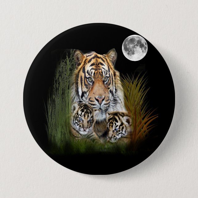 tiger and cubs designs 7.5 cm round badge (Front)