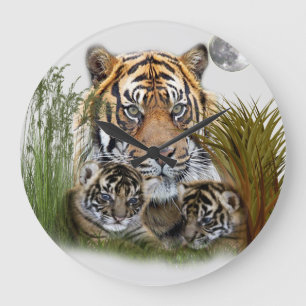 Tiger and cubs wall clock