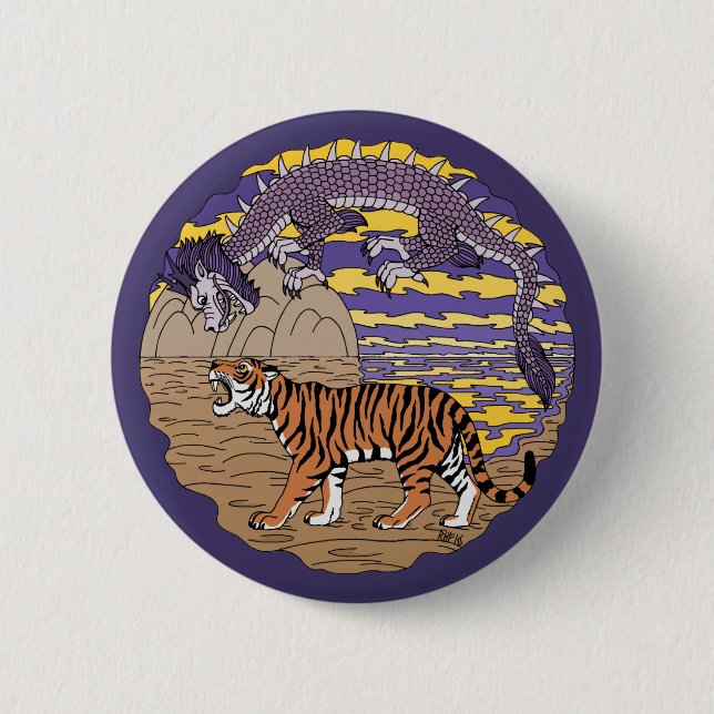 Tiger and Dragon 6 Cm Round Badge (Front)