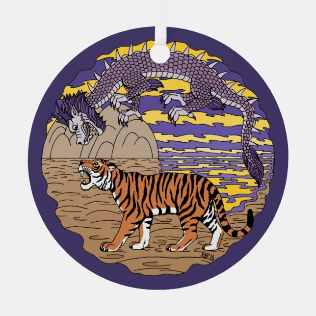 Tiger and Dragon Metal Tree Decoration (Front)