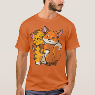 Tiger and Fo Cute Zoo Animals Hugging Premium  T-Shirt