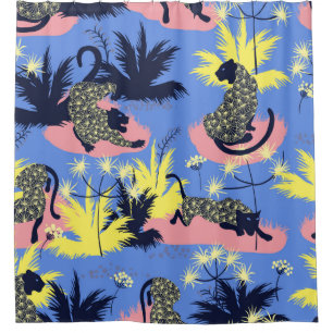 Tiger and leopard pattern geometric style design shower curtain