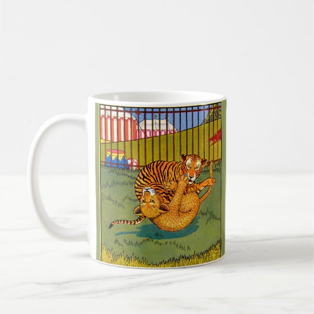 tiger and leopard wrestling coffee mug (Left)
