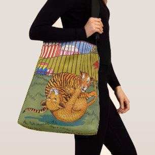 tiger and leopard wrestling crossbody bag