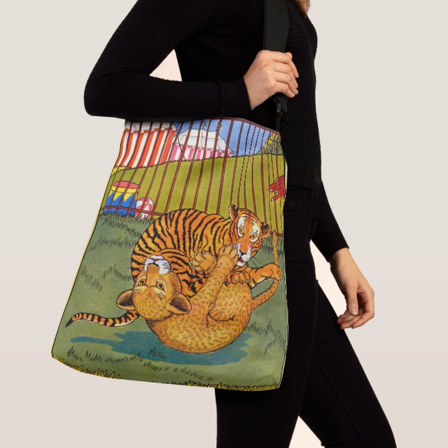 tiger and leopard wrestling crossbody bag (Close Up)