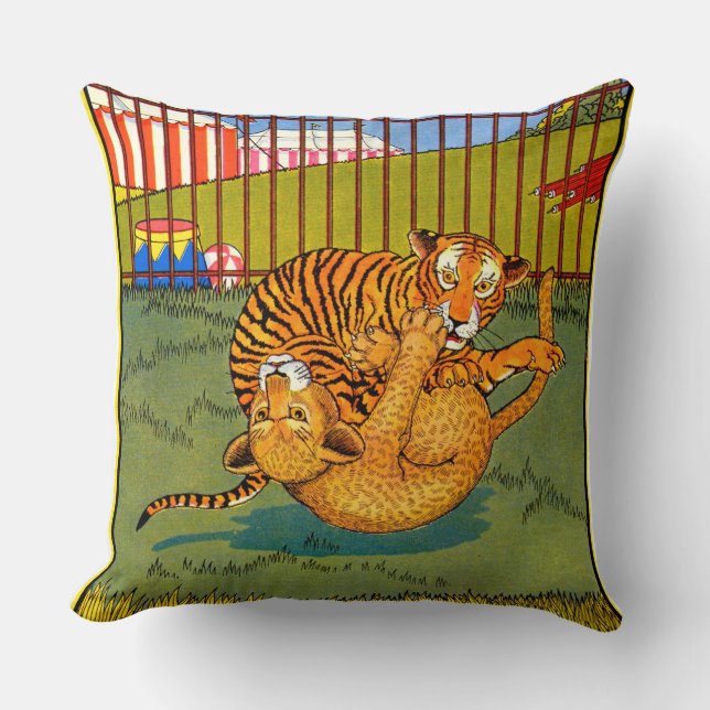 tiger and leopard wrestling cushion (Front)