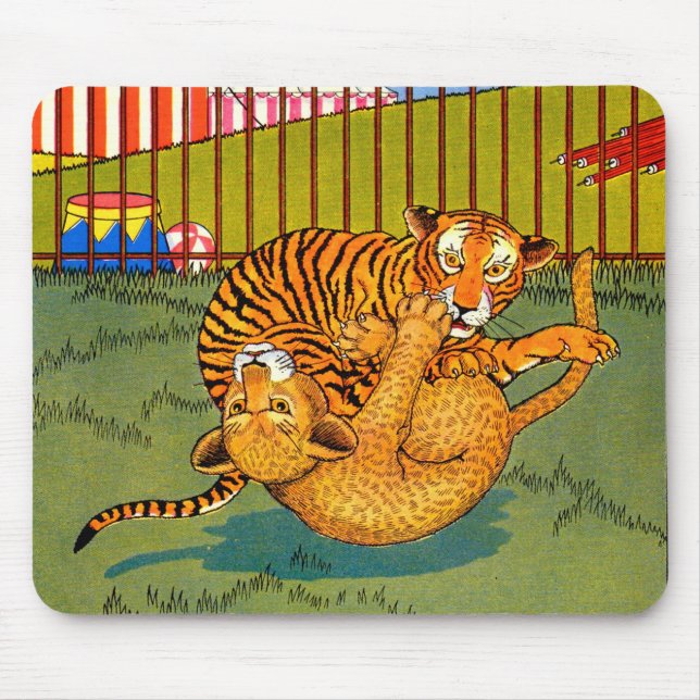 tiger and leopard wrestling mouse pad (Front)