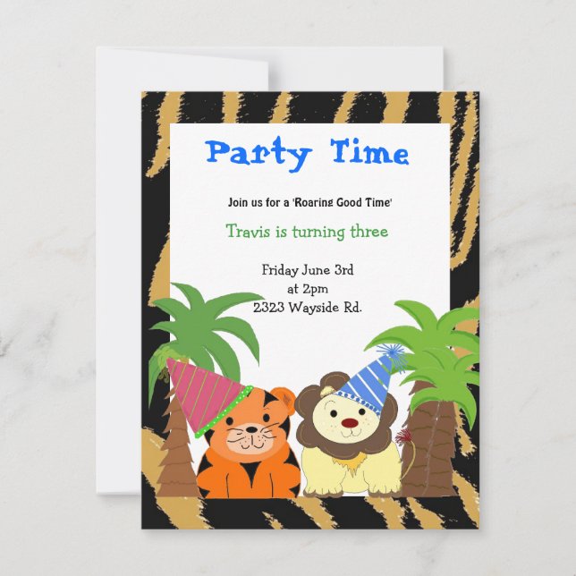 Tiger and Lion Birthday Invitation (Front)