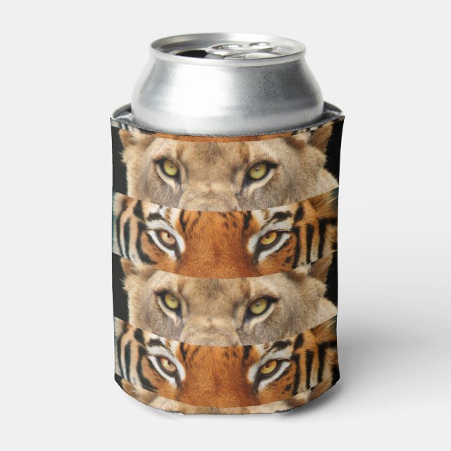 Tiger and Lion eyes Photo Can Cooler (Can Front)