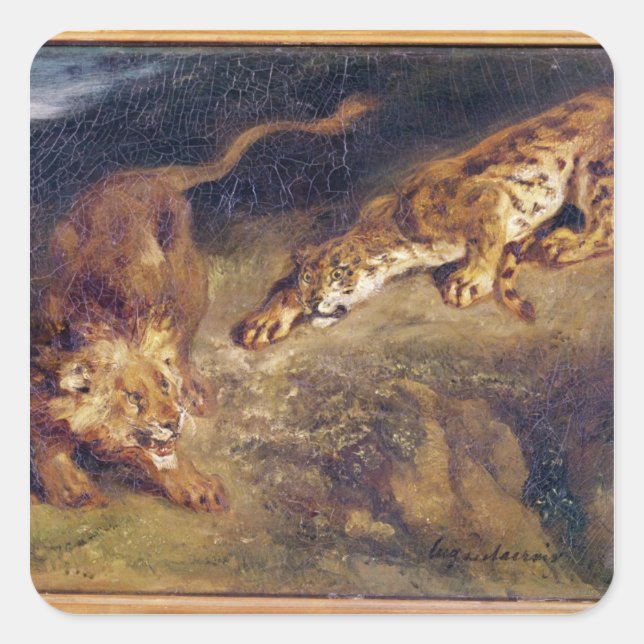 Tiger and Lion Square Sticker (Front)