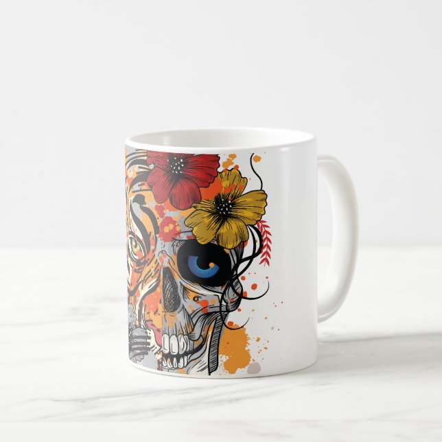 Tiger And Skull contemporary art mug (Front Right)