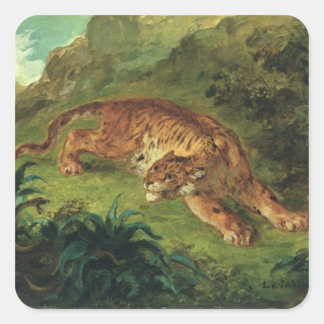 Tiger and Snake, 1858 Square Sticker (Front)