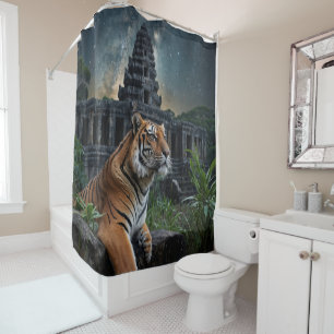 Tiger and Temple Shower Curtain