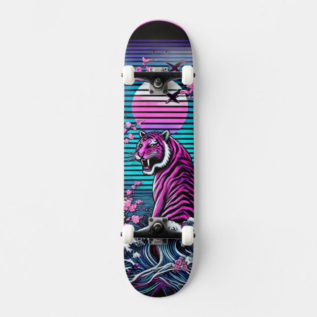 Tiger and Wave Skateboard Deck – Bold Vintage (Front)