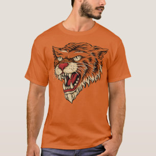 Tiger angry attack vintage retro illustration T-Shirt