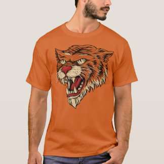 Tiger angry attack vintage retro illustration T-Shirt