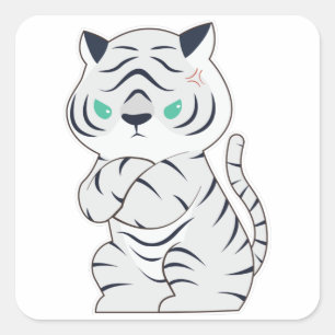 Tiger angry square sticker