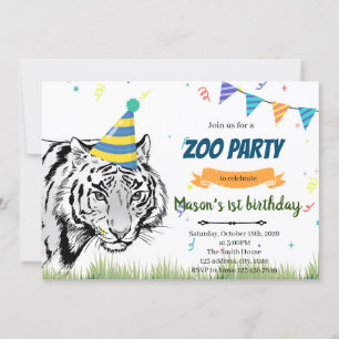 Tiger animal birthday invitation