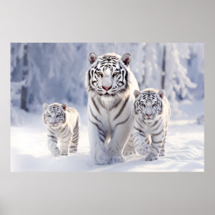 Tiger Animal Family Wandering Nature Out Poster