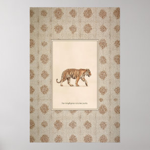 Tiger Animal Illustration Poster Walking Tiger Art