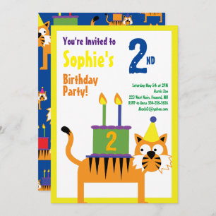 Tiger Animal Kid's Birthday Party Invitations