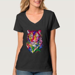Tiger animal motif, colourful animal print art T-Shirt