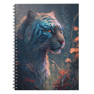 Tiger Animal Portrait Painting Wildlife Outdoors Notebook