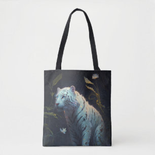 Tiger Animal Portrait Painting Wildlife Outdoors Tote Bag
