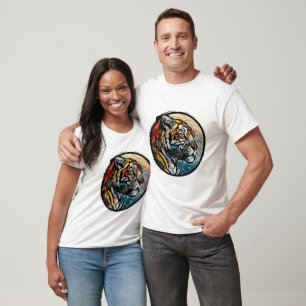 Tiger Animal Portrait Stained Glass Wildlife Free T-Shirt