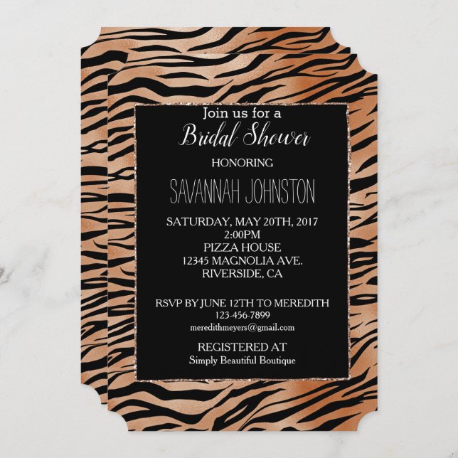 Tiger Animal Print Invitation (Front/Back)