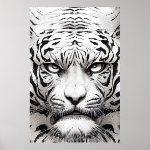 Tiger Animal Wild Nature Illustration Line Epic Poster