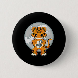 Tiger Anime Cat Dyslexia Awareness 6 Cm Round Badge