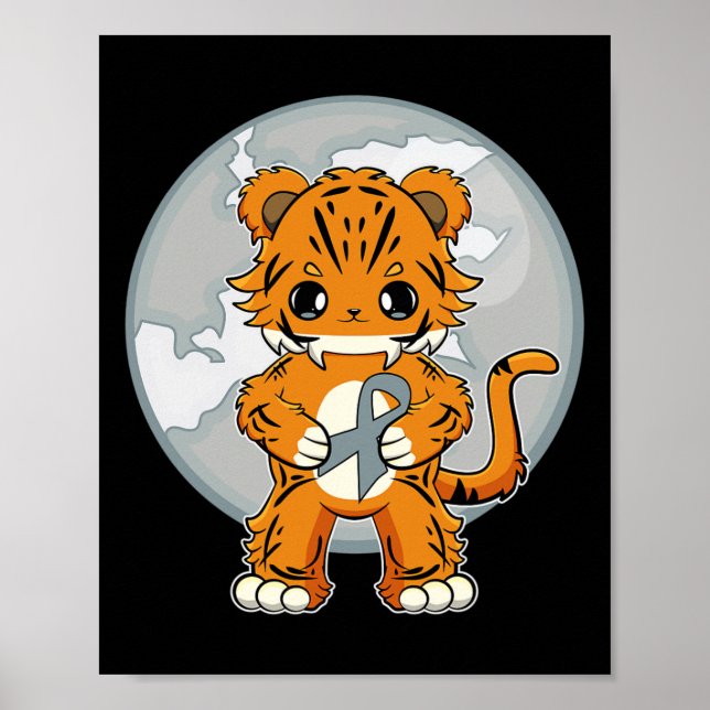 Tiger Anime Cat Dyslexia Awareness  Poster (Front)
