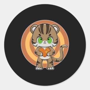 Tiger Anime Cat Leukaemia Awareness Classic Round Sticker