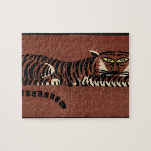 Tiger - Antiquarian, Colourful Book Illustration Jigsaw Puzzle