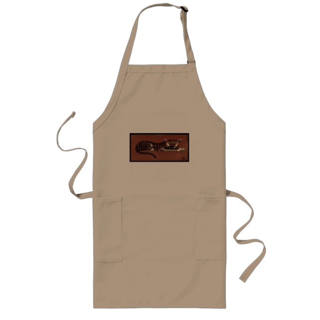 Tiger - Antiquarian, Colourful Book Illustration Long Apron (Front)