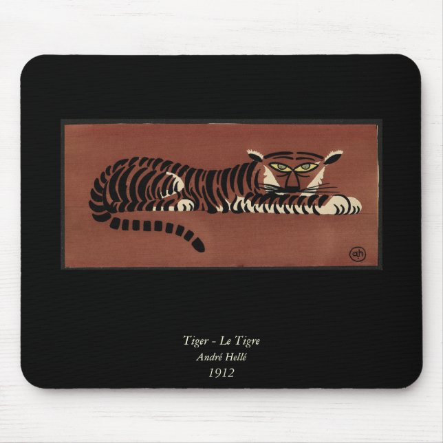 Tiger - Antiquarian, Colourful Book Illustration Mouse Pad (Front)