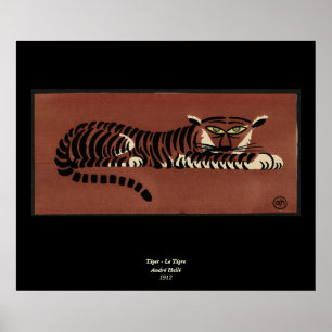 Tiger - Antiquarian, Colourful Book Illustration Poster