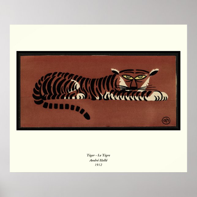 Tiger - Antiquarian, Colourful Book Illustration Poster (Front)