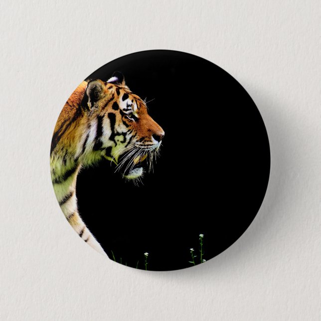 Tiger Approaching - Wild Animal Artwork 6 Cm Round Badge (Front)