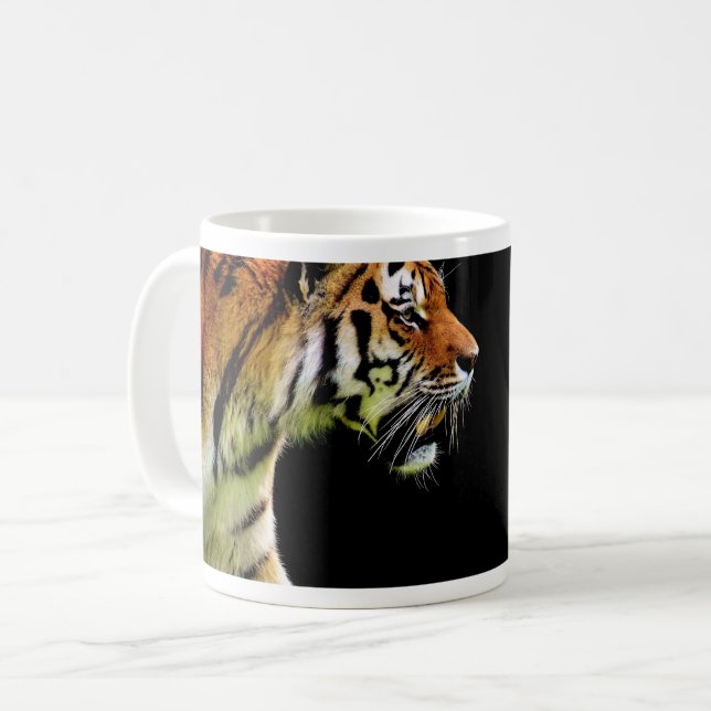 Tiger Approaching - Wild Animal Artwork Coffee Mug (Front Left)