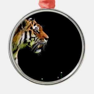 Tiger Approaching - Wild Animal Artwork Metal Tree Decoration