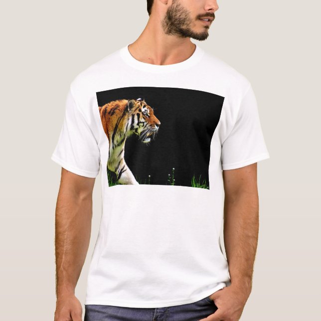 Tiger Approaching - Wild Animal Artwork T-Shirt (Front)