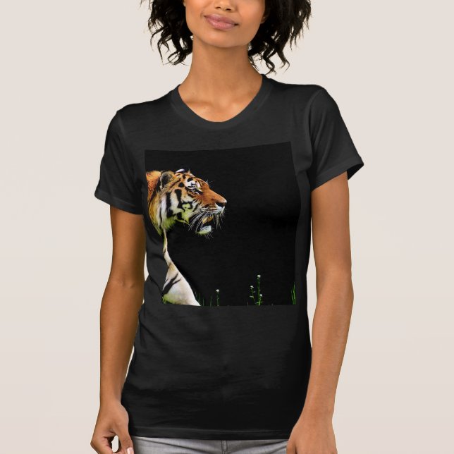 Tiger Approaching - Wild Animal Artwork T-Shirt (Front)