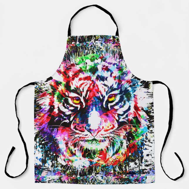 Tiger Apron | Colourful Drawing | Abstract Art (Front)