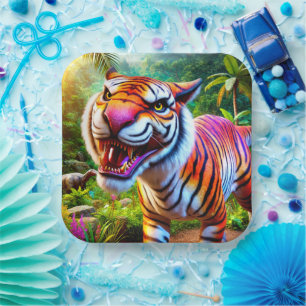 Tiger Art Paper Plate
