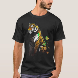 Tiger Artwork Flowers Animal Art Tiger T Shirt