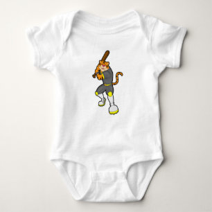 Tiger as Baseball player with Baseball bat Baby Bodysuit